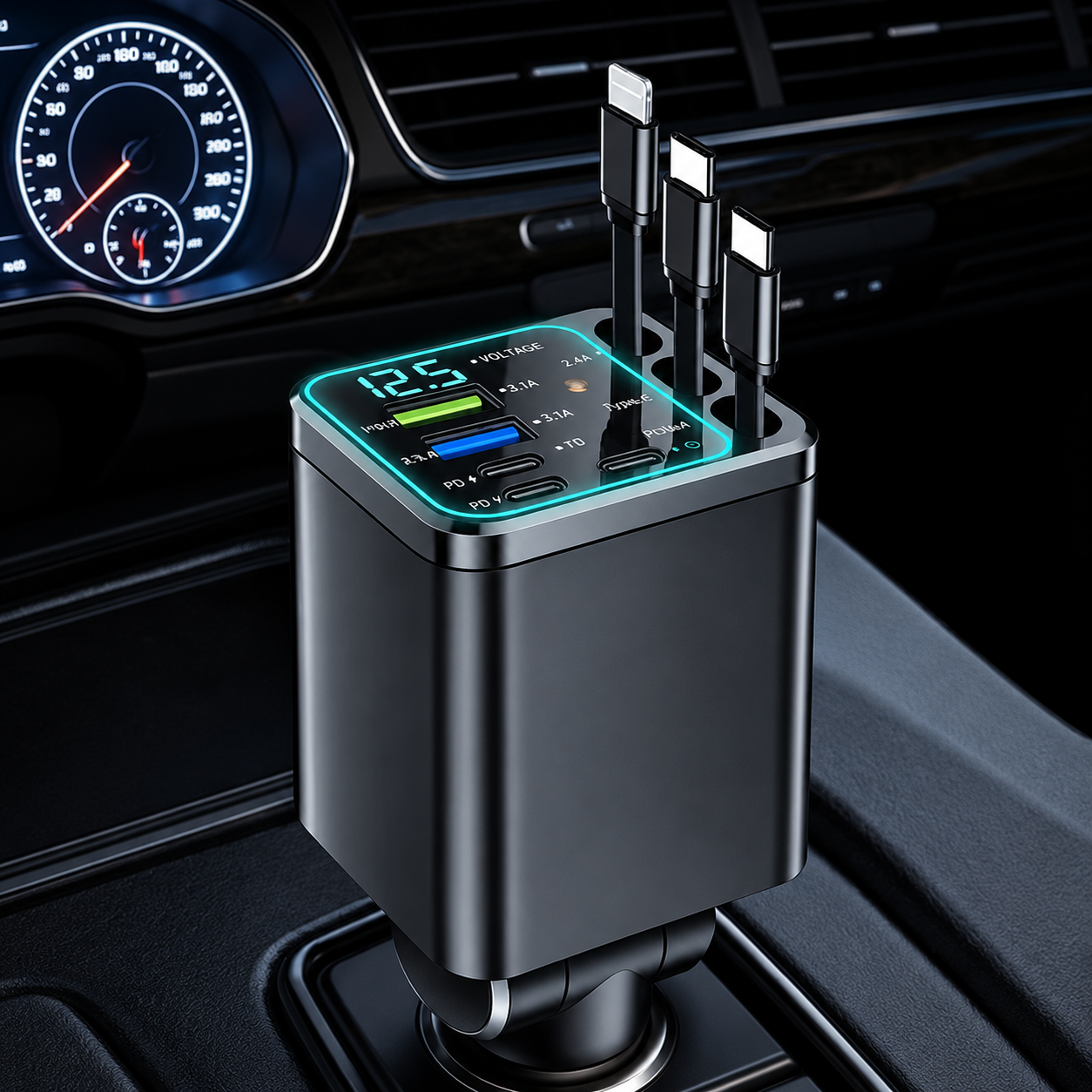 ⚡🚗 50% OFF TODAY — 7-in-1 Wireless Car Charger | RGB Starry Light Display | Smart Voltage Monitor