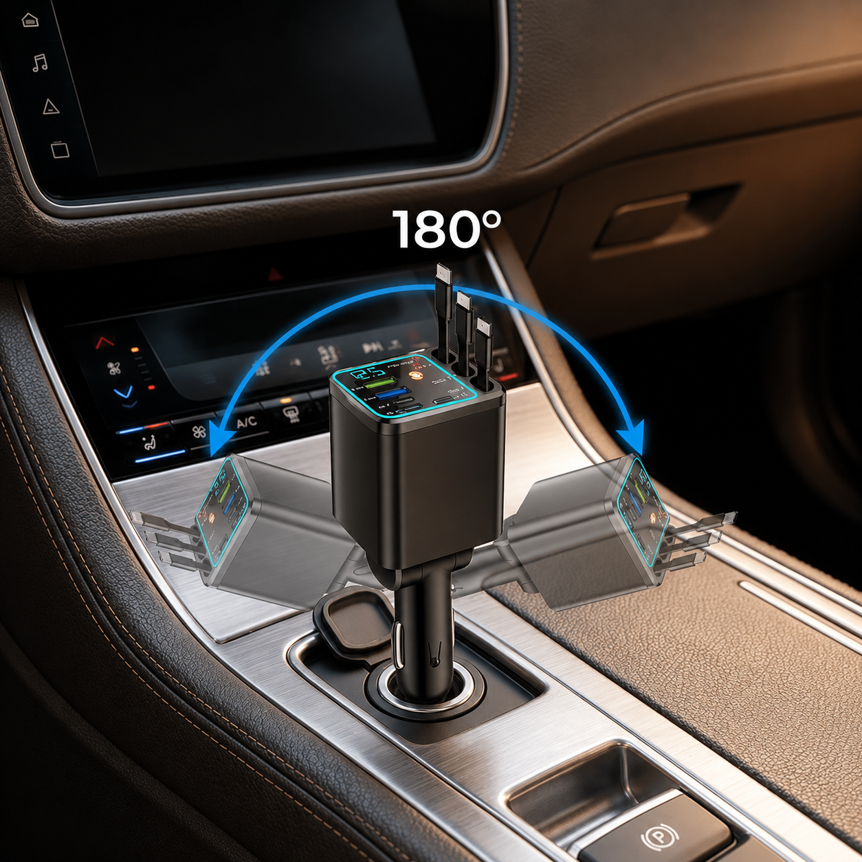 ⚡🚗 50% OFF TODAY — 7-in-1 Wireless Car Charger | RGB Starry Light Display | Smart Voltage Monitor