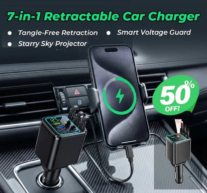 ⚡🚗 50% OFF TODAY — 7-in-1 Wireless Car Charger | RGB Starry Light Display | Smart Voltage Monitor