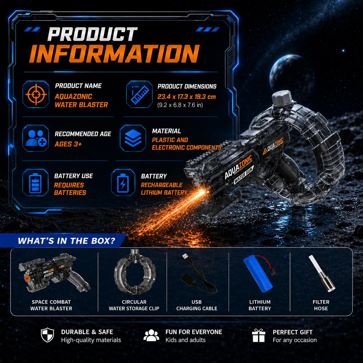 💦ivopalo® Rechargeable Electric Water Blaster – Space Combat Summer Pool Toy for Kids & Adults