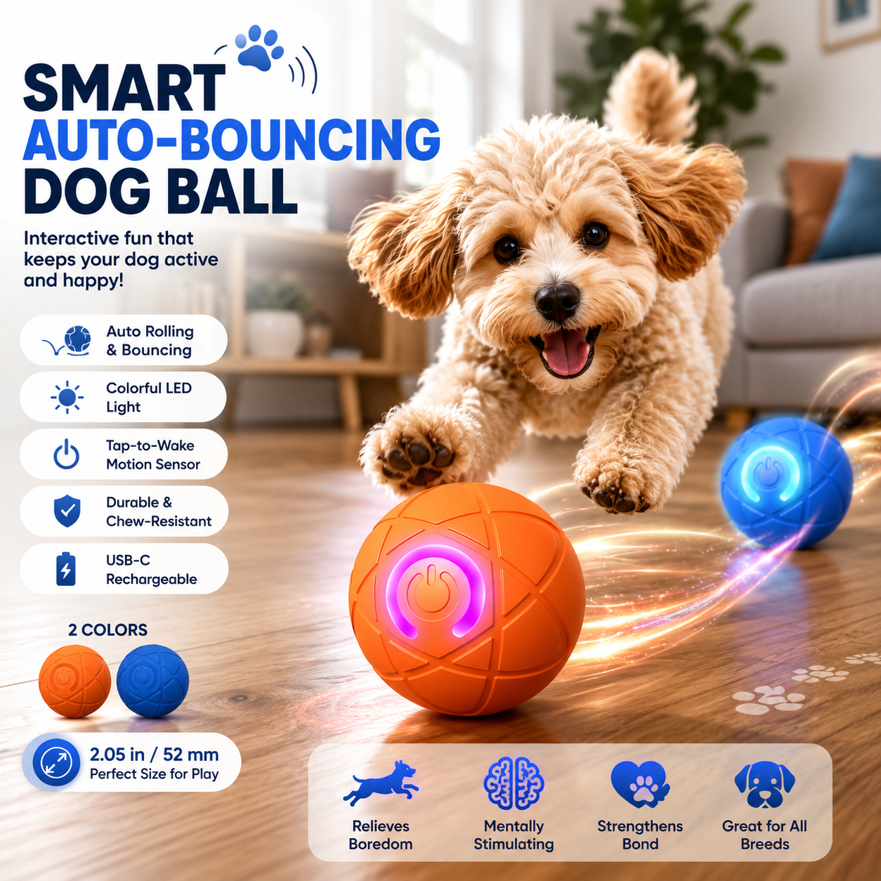 🔥Smart Auto-Bouncing Dog Ball 🐾Keeps Your Dog Moving, Chasing And Engaged—Even When You’re Busy