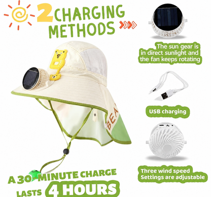 ☀️ SUMMER SALE 50% OFF 🔥 Kids Cooling Sun Protection Fan Hat - Beat Summer Heat & Protect Your Child Outdoors