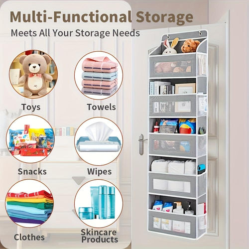 🚪 ivopalo® Over-the-Door 4-Tier Storage Organizer – Large Pocket Hanging Organizer for Bedroom Bathroom & Pantry