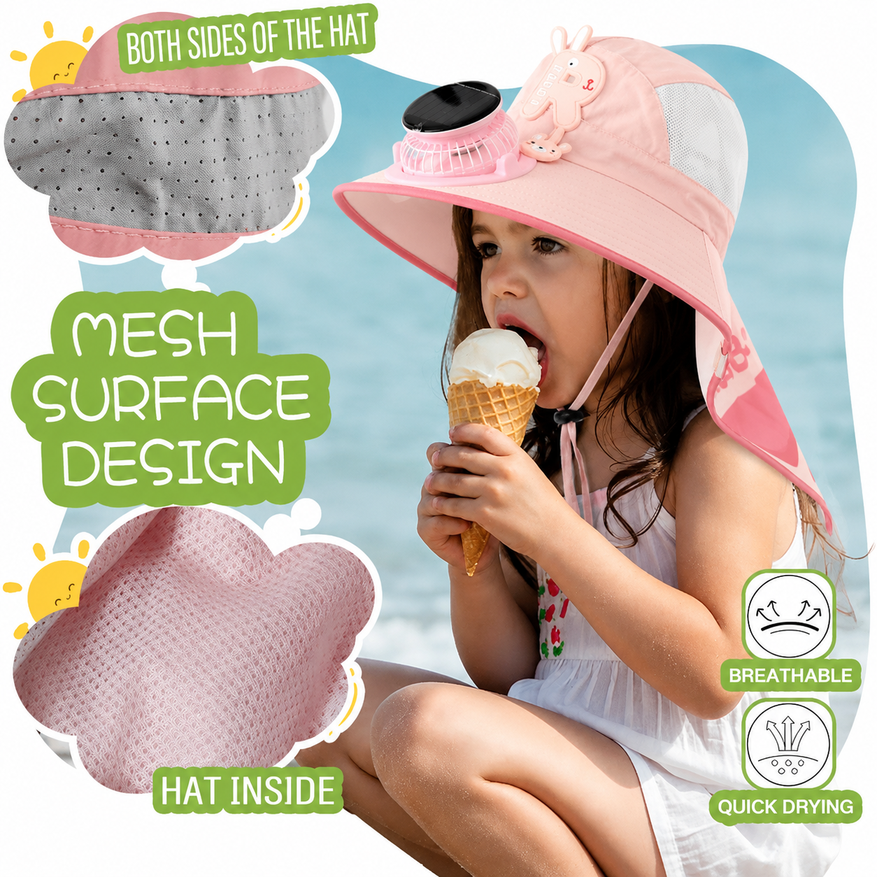 ☀️ SUMMER SALE 50% OFF 🔥 Kids Cooling Sun Protection Fan Hat - Beat Summer Heat & Protect Your Child Outdoors