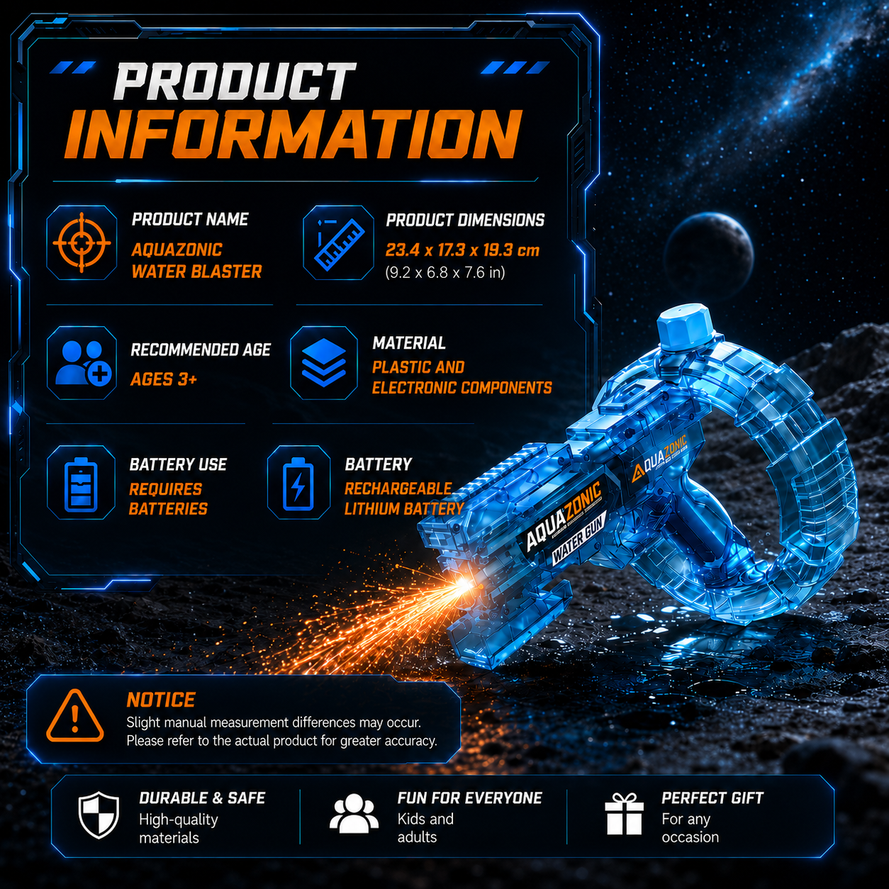 💦ivopalo® Rechargeable Electric Water Blaster – Space Combat Summer Pool Toy for Kids & Adults