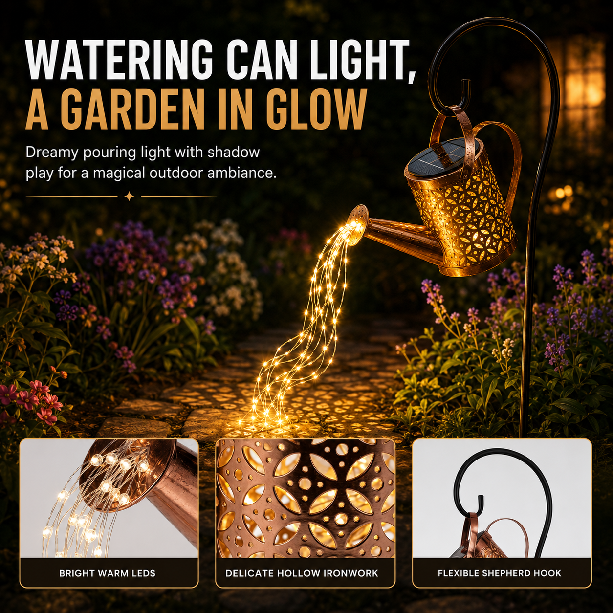 🆙Ivopalo® Solar Watering Can Garden Light – Outdoor Solar Waterfall Lights for Yard, Patio & Garden Decor