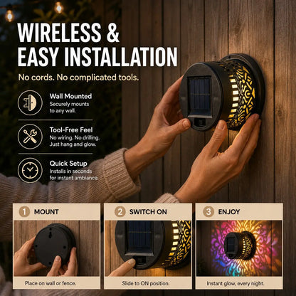 ✨Solar-Powered Waterproof Mandala Wall Light – Auto Glow Outdoor Decor for Garden Fence Patio & Backyard
