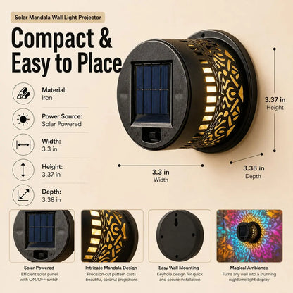 ✨Solar-Powered Waterproof Mandala Wall Light – Auto Glow Outdoor Decor for Garden Fence Patio & Backyard