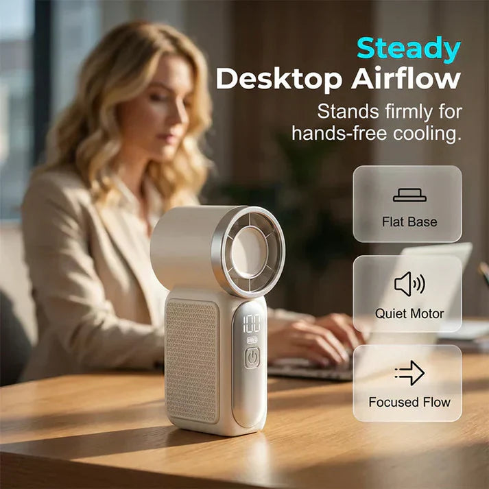 🆙ivopalo Mini Portable Handheld Fan Rechargeable with Desk Support Base